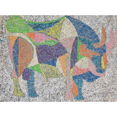 «A Bull of Many Colors», peinture sur toile à cadre flottant