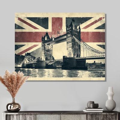 Décoration murale rétro, lumières de pont sur le drapeau du Royaume-Uni, Angleterre