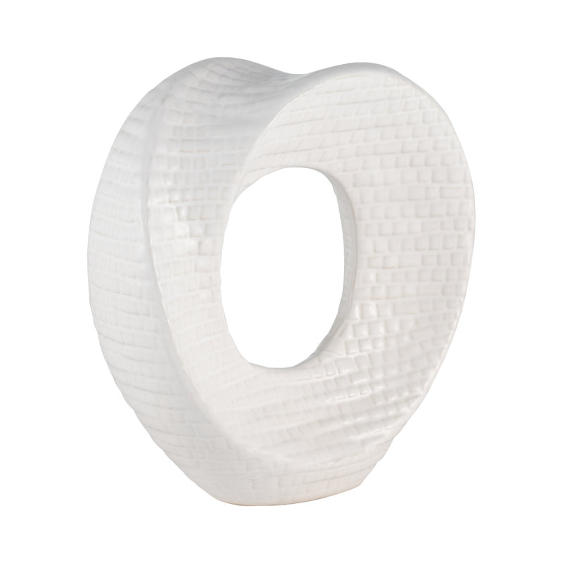 Elysia Ceramic Abstract Decorative Object, White, 8" H x 8" W x 3" D