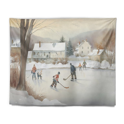 Polyester enfants jouant au hockey en hiver