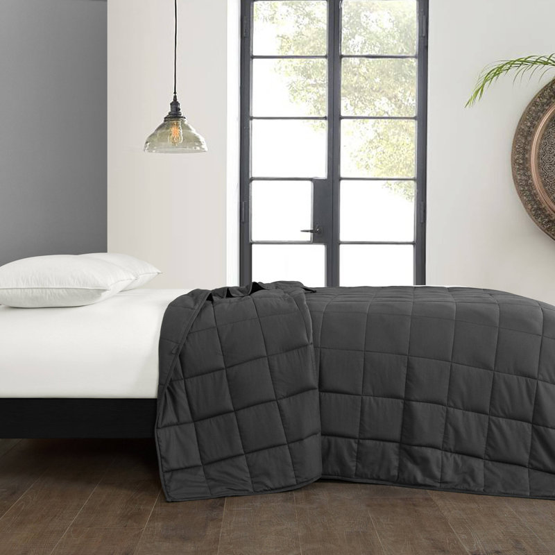 Gray Queen Size 20 lb Weighted Blanket with Glass Beads