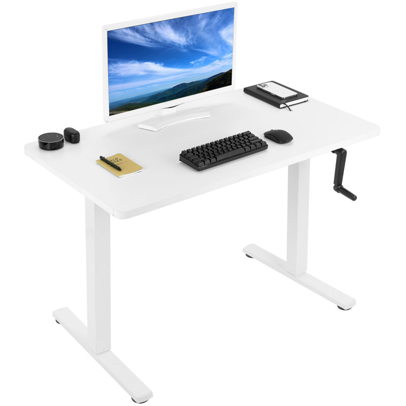 Bureau réglable en hauteur 48 po x 30 po, White/Black, 46.8" H x 43" W x 23.6" D