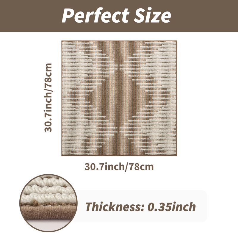 Tapis d'escalier antidérapant brun clair, 1, Square 2'6", Brown