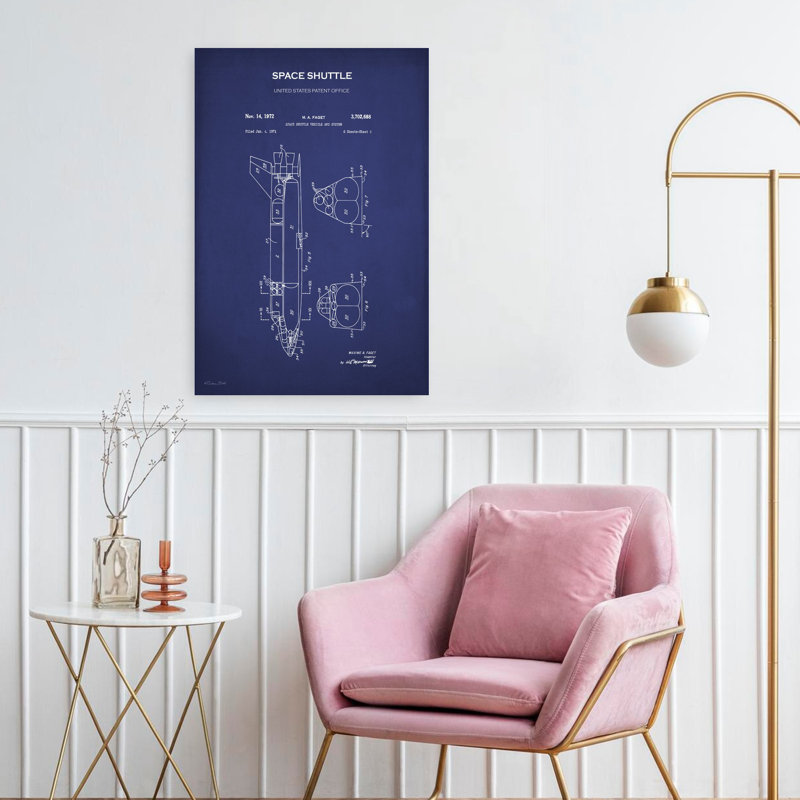 Navette spatiale, brevet d'art contemporain, H 24 po x l 16 po