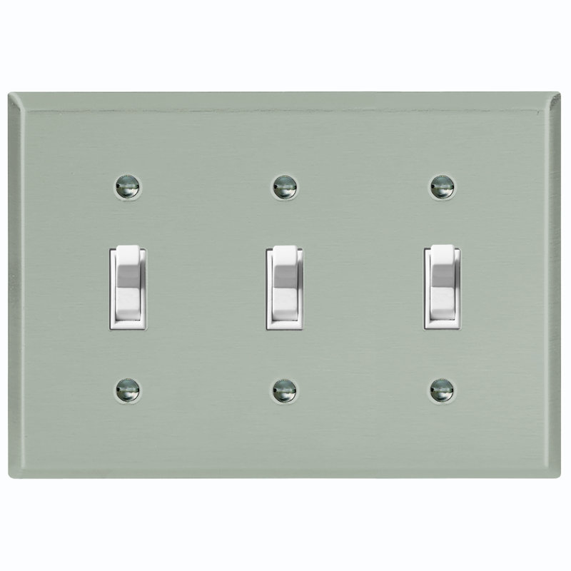 No Subject 3 - Gang Toggle Light Switch Standard Wall Plate, Light  Green