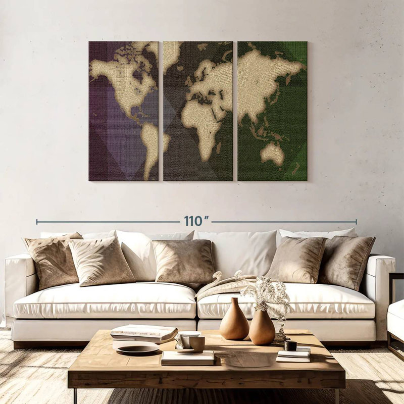 Aliaz Flannel World Map, 48" H x 74" W