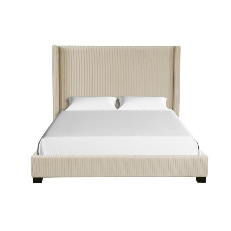 Structure de lit rembourrée, Queen, Beige