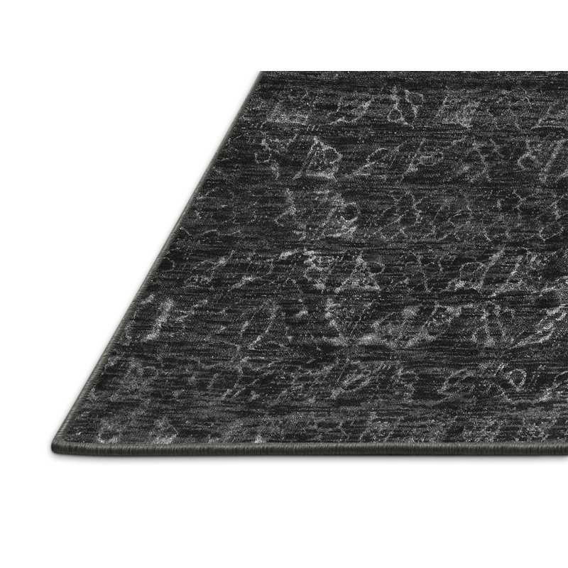 Tapis gris en laine / polyester tissé à la machine Binz, Rectangle 2 pi x 4 pi