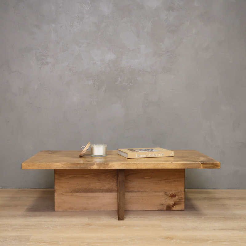 Solid Wood Single Coffee Table, 15" H x 48" L x 24" W, Aged Oak