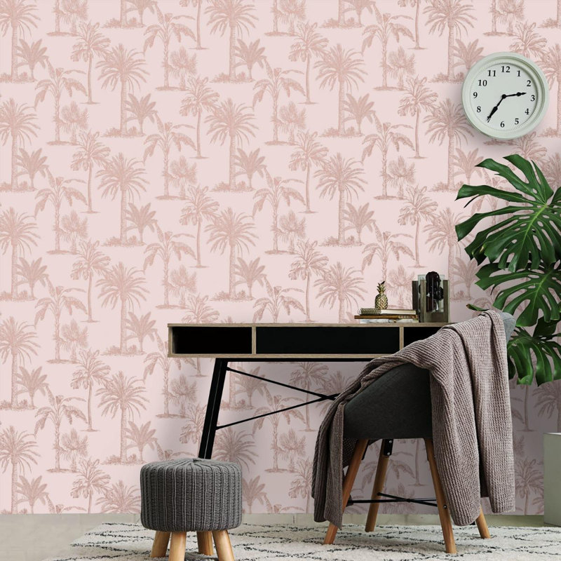 Dutch Wallcoverings Wallpaper Tropical Trees, Navy Blue/Silver
