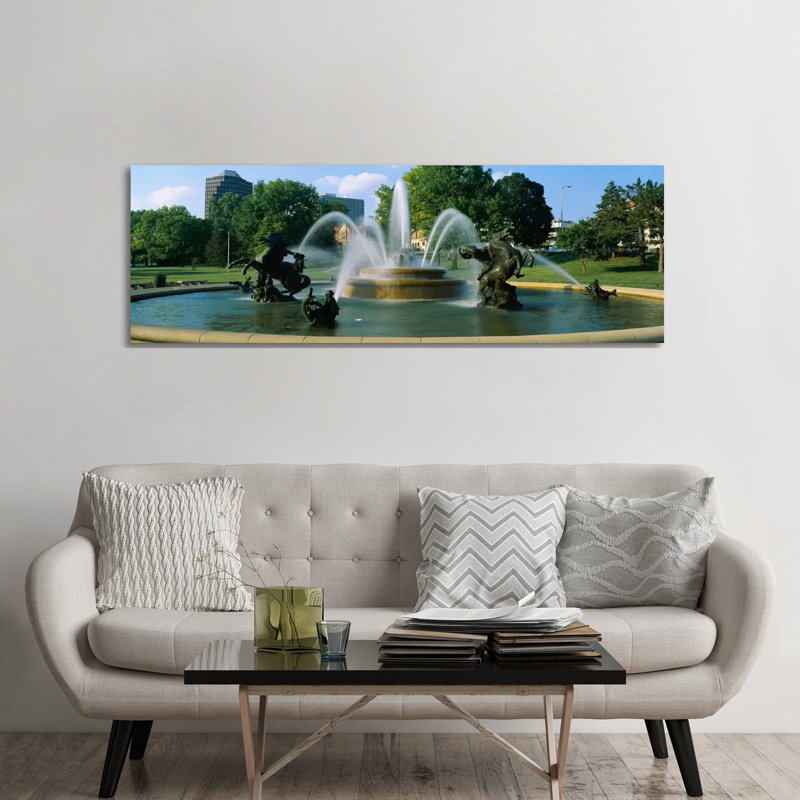 Fountain In A Garden, J C Nichols Memorial Fountain, Kansas City, Missouri, USA - Wrapped Canvas Panoramic Print