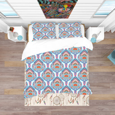 Damask Pattern - Contemporary Damask Duvet Cover Set - Microfiber Polyester