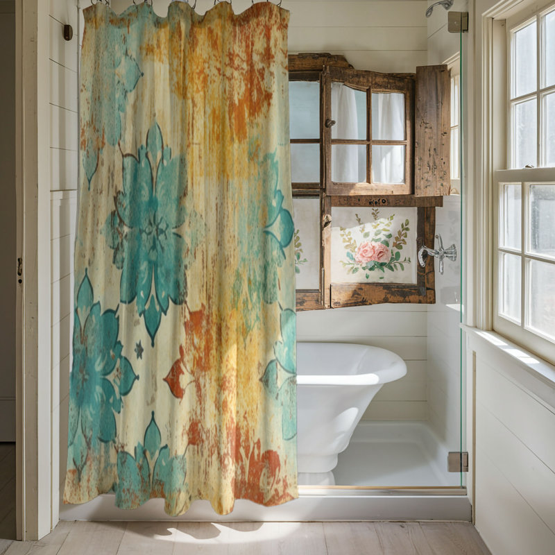Rideau de douche Retro Mosaic, H 74 po x l 71 po