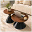 Ensemble de 2 tables basses rondes à la mode, comptoir texturé avec base en métal stable pour le salon et la chambre à coucher