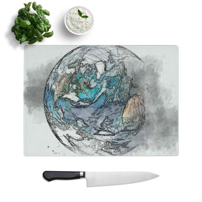 Tempered Glass Our Planet Earth Chopping Board