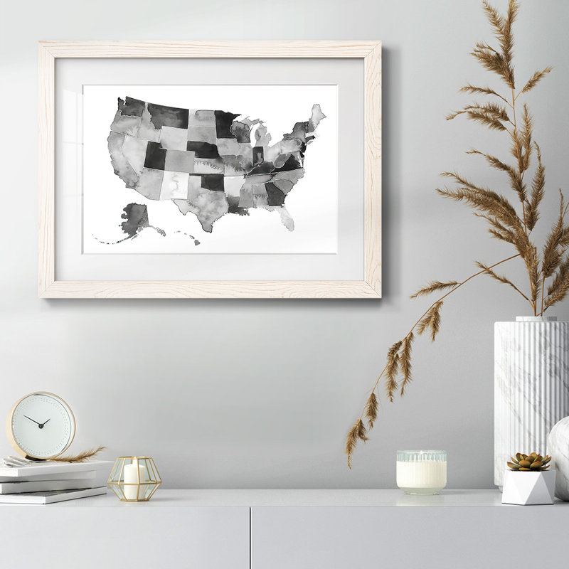 États-Unis à l'aquarelle II, Blanc, H 22 po x l 32 po x P 1,5 po