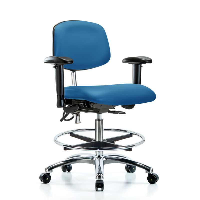 Chaise en vinyle ESD, Bleu, Roulettes, Inclus