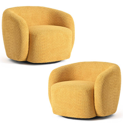 Coheman Upholstered Boucle Swivel Barrel Chair