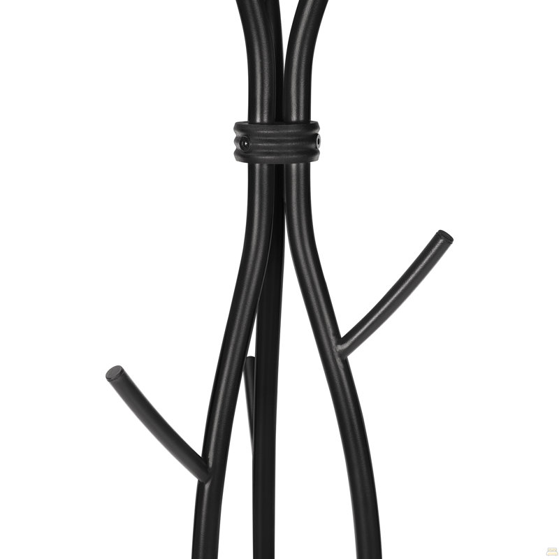 Coat Rack, Hall Tree, Free Standing, 11 Hooks, Entryway, 74"h, Bedroom, Black Metal, Contemporary, Modern, Black