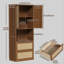 Armoire de cuisine en bois de 72 po H 72 po - Rangement pour garde-manger en rotin avec port USB, fermeture en douceur et tablette ajustable en hauteur, pour le vestibule ou la salle à manger, noyer-1846480647