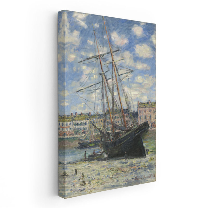Bateau couché à marée basse, 1881 - reproduction d'art sur toile, H 24 po x l 16 po