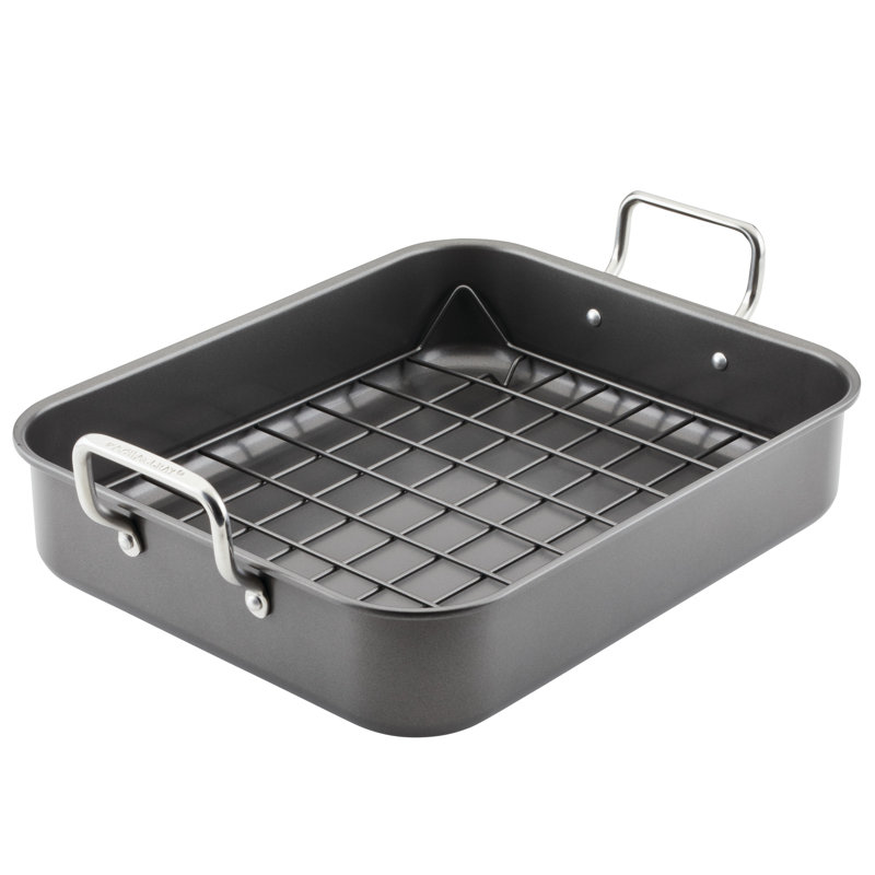 Rachael Ray Bakeware Nonstick Roaster/Roasting Pan with Reversible Rack - Thumbnail 3
