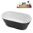 59" Streamline Soaking Glossy Black Freestanding Tub With Internal Drain in Matte Black