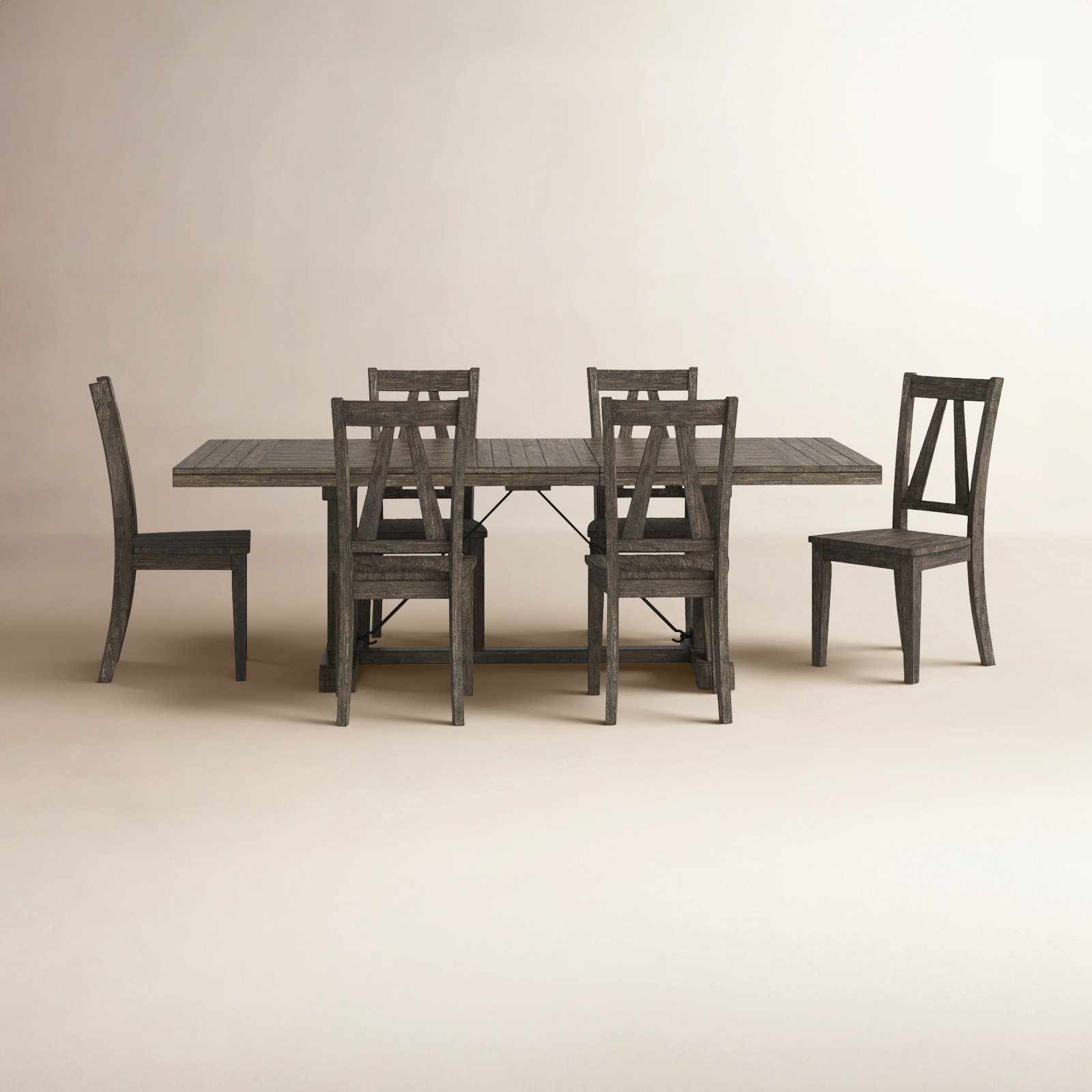 Butler Dining Table Set with Removable Leaf, 7 Pieces: Table, 6 Chairs