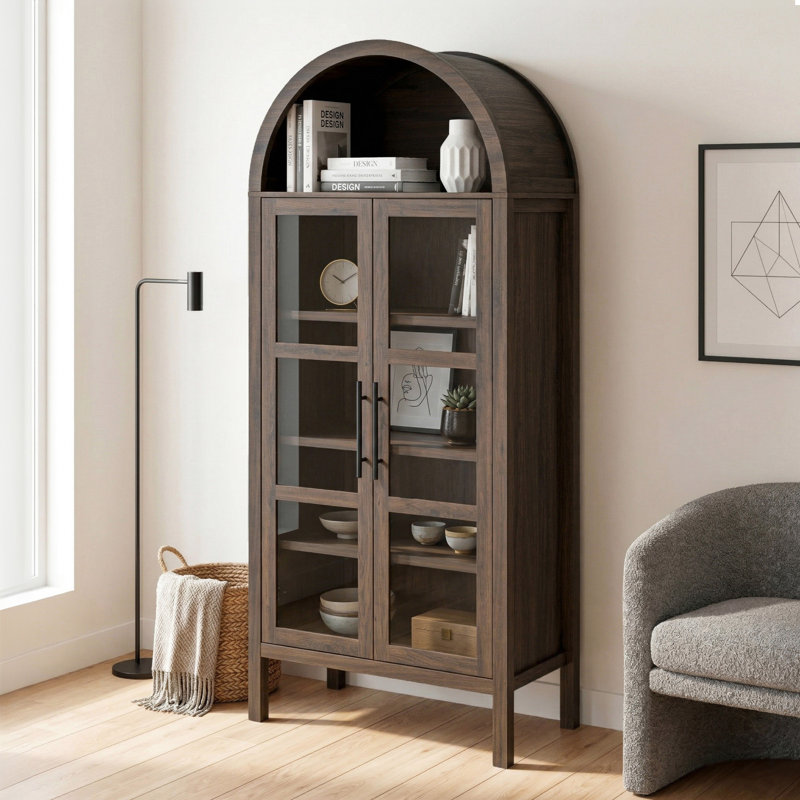 Armoire d'appoint arquée 2 portes Bailor, Noyer