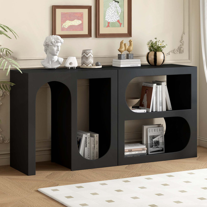 Console d'entrée modulaire avec extérieur rectangulaire et design intérieur incurvé pour des aménagements personnalisables, convenant à un bureau, une entrée et un salon