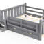 Grand lit pour enfant avec bibliothèque et tiroirs, lit plateforme en bois massif avec garde-corps, escalier, aucun sommier nécessaire, gris-1788441369-1788441373