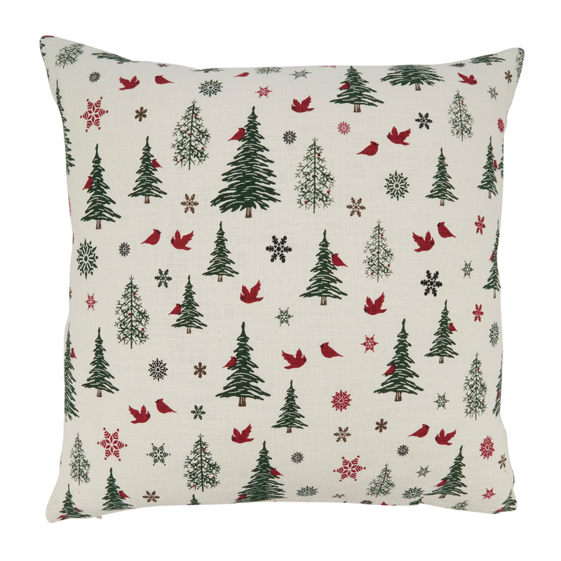 Ivory Christmas Trees Down Filled Square Throw Pillow