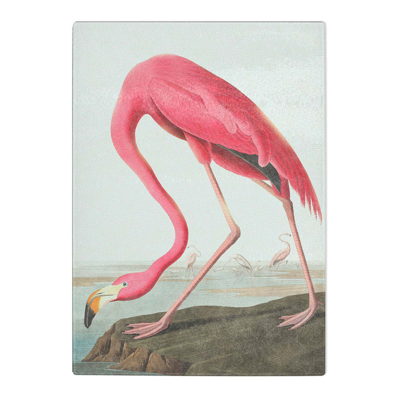 Tempered Glass Flamingo by John James Audubon Chopping Board, 28.5 cm W x 39 cm L
