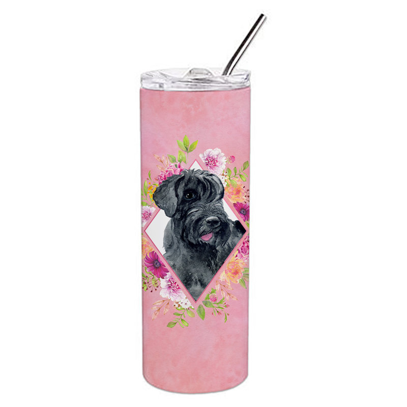 20oz. Stainless Steel Double Wall Glass, Giant Schnauzer, Pink