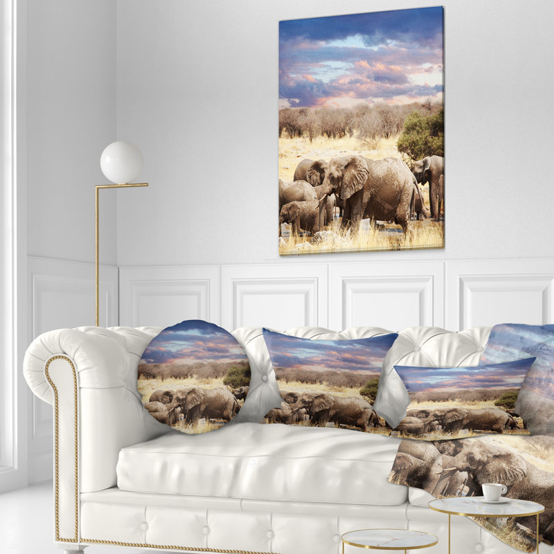  Coussin lombaire à mémoire abstraite des éléphants dans la brousse