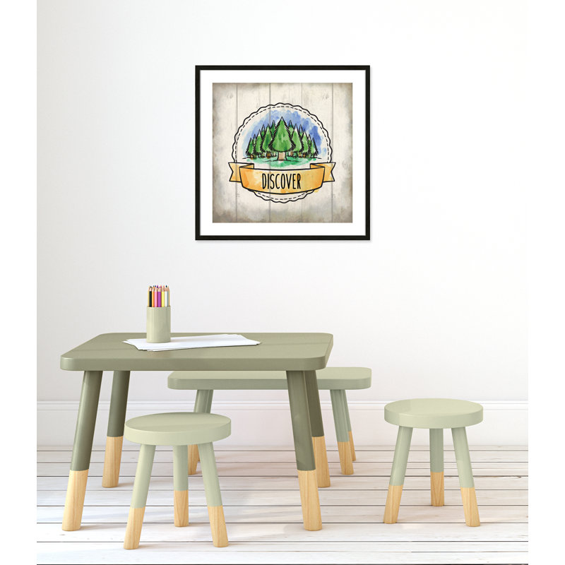 «Adventure is out There», art encadré 3, 26.5" H x 26.5" W x 1.18" D, Cadre boîte à grain de bois noir