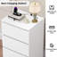 Ensemble de chambre à coucher 3 pièces, grand lit à oreilles blanc cassé-500155542-479862532
