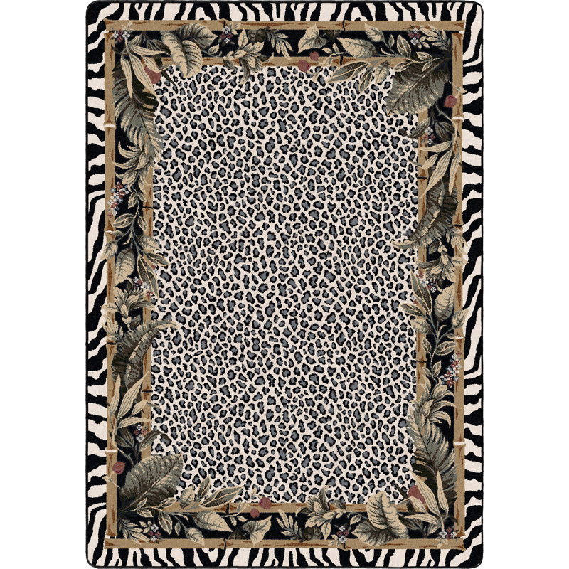 Alminus Jungle Safari Snow Leopard Animal Print Area Rug, Rectangle 2'8" x 3'10"