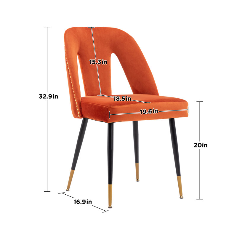 Chaise d'appoint rembourrée Kensley, Velours orange