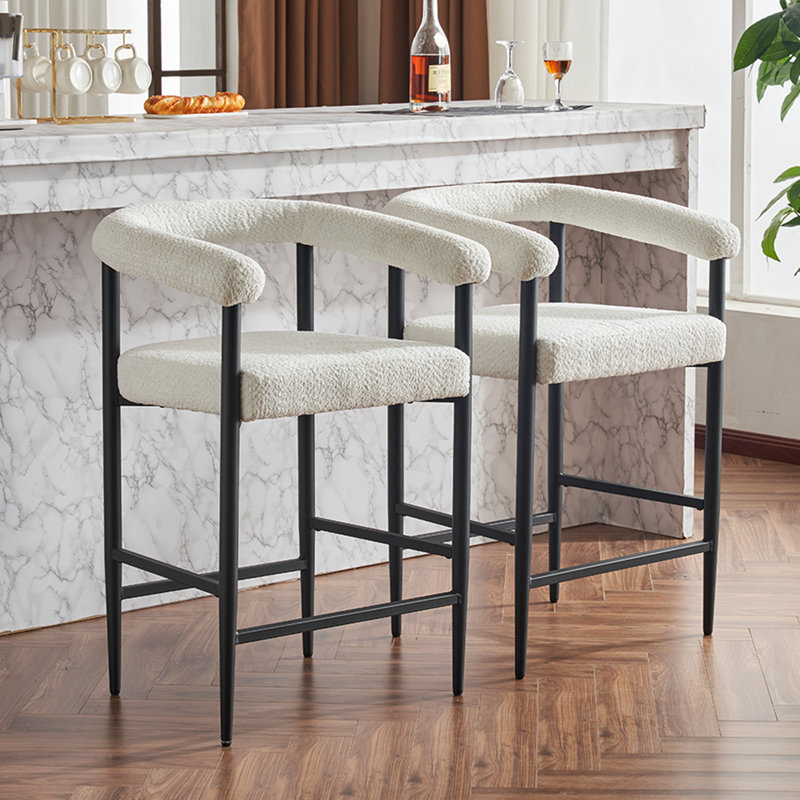 Ensemble de 2 tabourets de bar rembourrés modernes, tables non comprises, Blanc