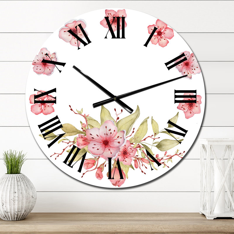 Sakura Blossom Petal Wreath - Horloge murale traditionnelle, Petit