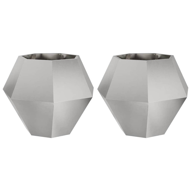  Planter 2 Pcs Silver  Stainless Steel, 60cm H x 75cm W x 75cm D