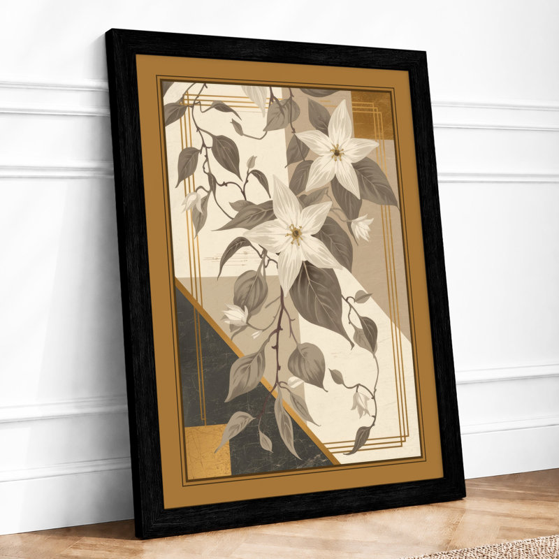 Framed Clematis Study Botanical - Print, A1 - 84.1 x 59.4 cm, Black