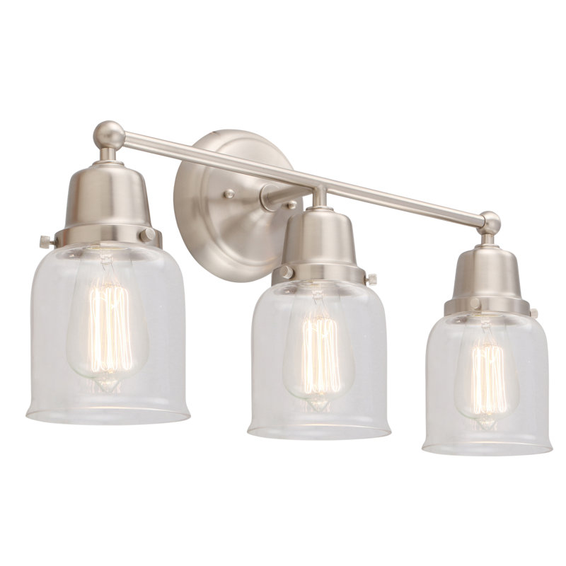 éclairage pour salle de bain 3 lumières meuble-lavabo Small Bell, Argent mercuré plaqué, Nickel satiné brossé, Incandescent