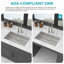 Évier de cuisine, évier encastrable 30 po, lavabo simple encastrable 5,5 po à faible profondeur conforme à l'ADA