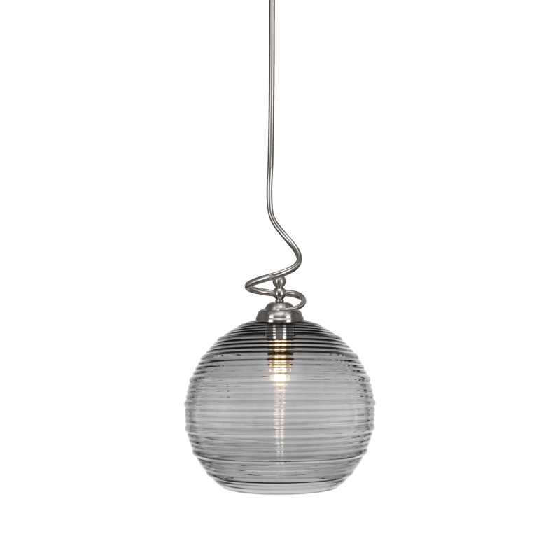 Luminaire suspendu Capri, fini nickel brossé et verre fumé 12 po