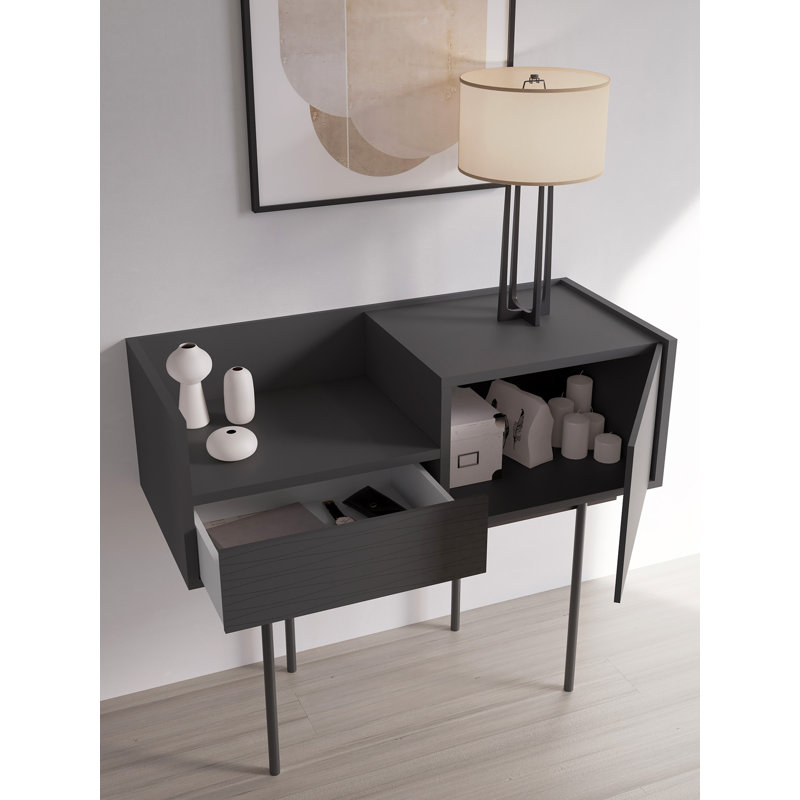 Gad 98cm Console Table, Graphite, Graphite, 84cm x 98cm x 42cm