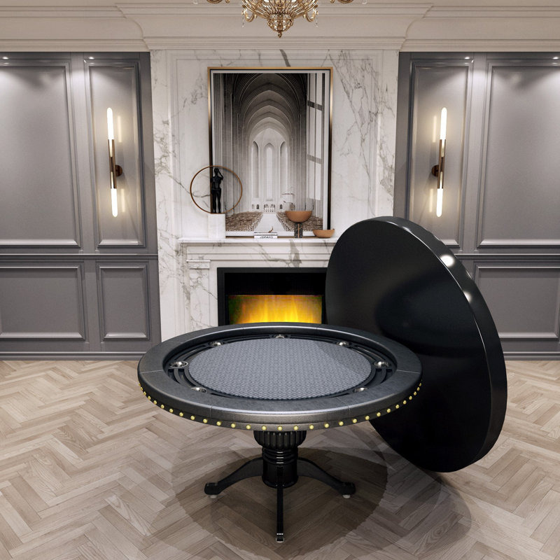 Round Poker Table with chip tray Jumbo Size Cupholder Speed Cloth for 8 Players