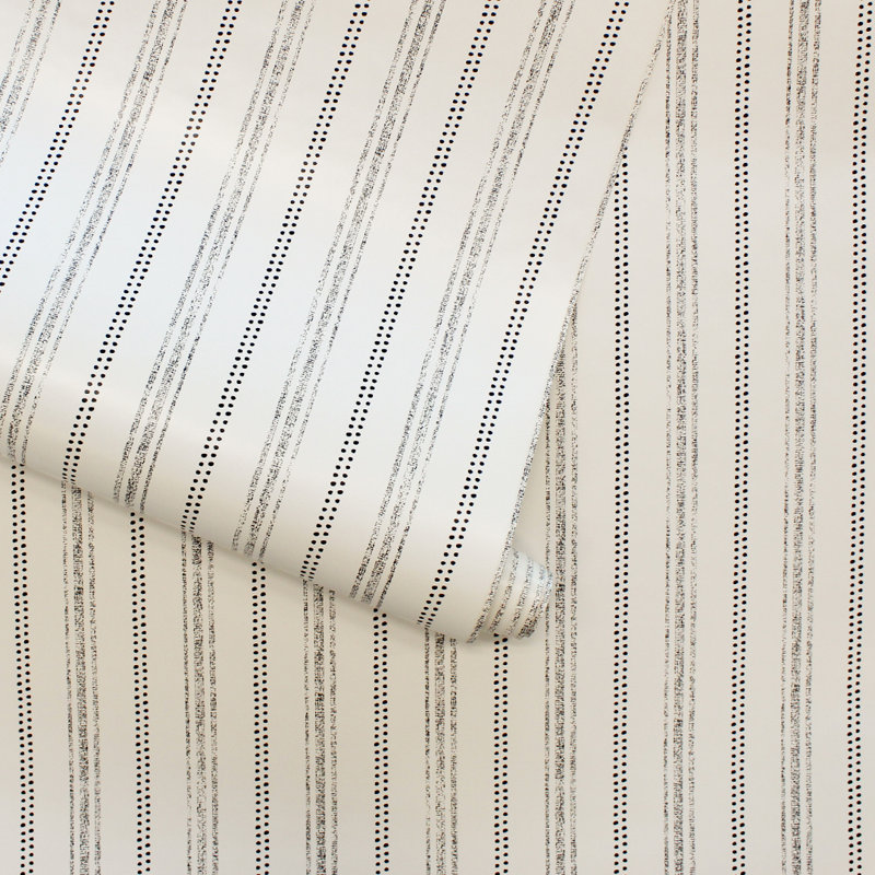 Papier peint adhésif à rayures nautiques, Gris anthracite / coton