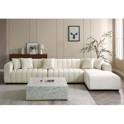 138.97" Wide Velvet Modular  Sectional Sofa